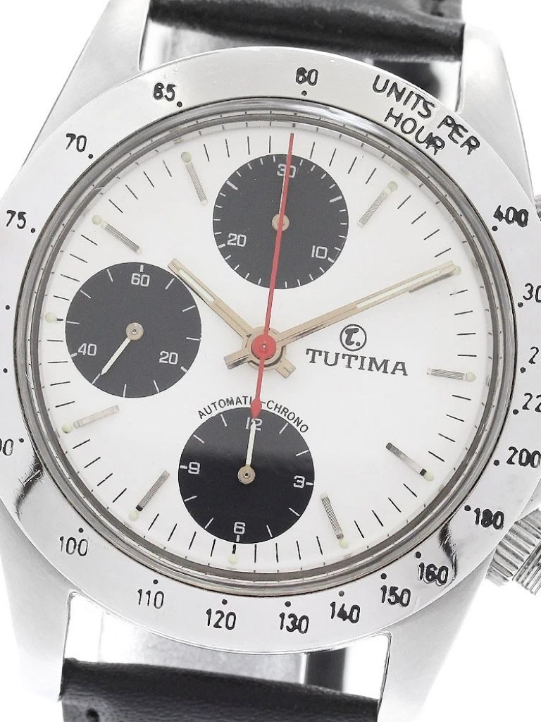 Tutima 793 Chronograph White  Black Dial Automatic Mens Watch899812